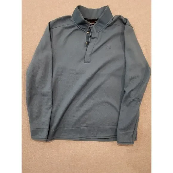 Under Armour 1/4 Button Sweatshirt Mens XL Blue Cold Gear Loose Golf Casual READ - Picture 2 of 6